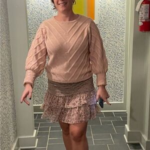 Blush Floral Smocked Mini Skirt